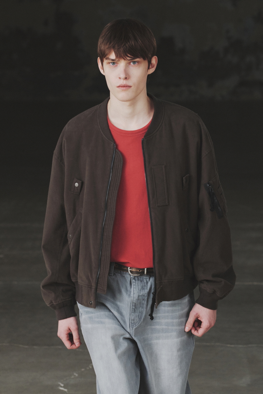 MUSINSA | INSILENCE Washed Moleskin MA-1 KHAKI GREY
